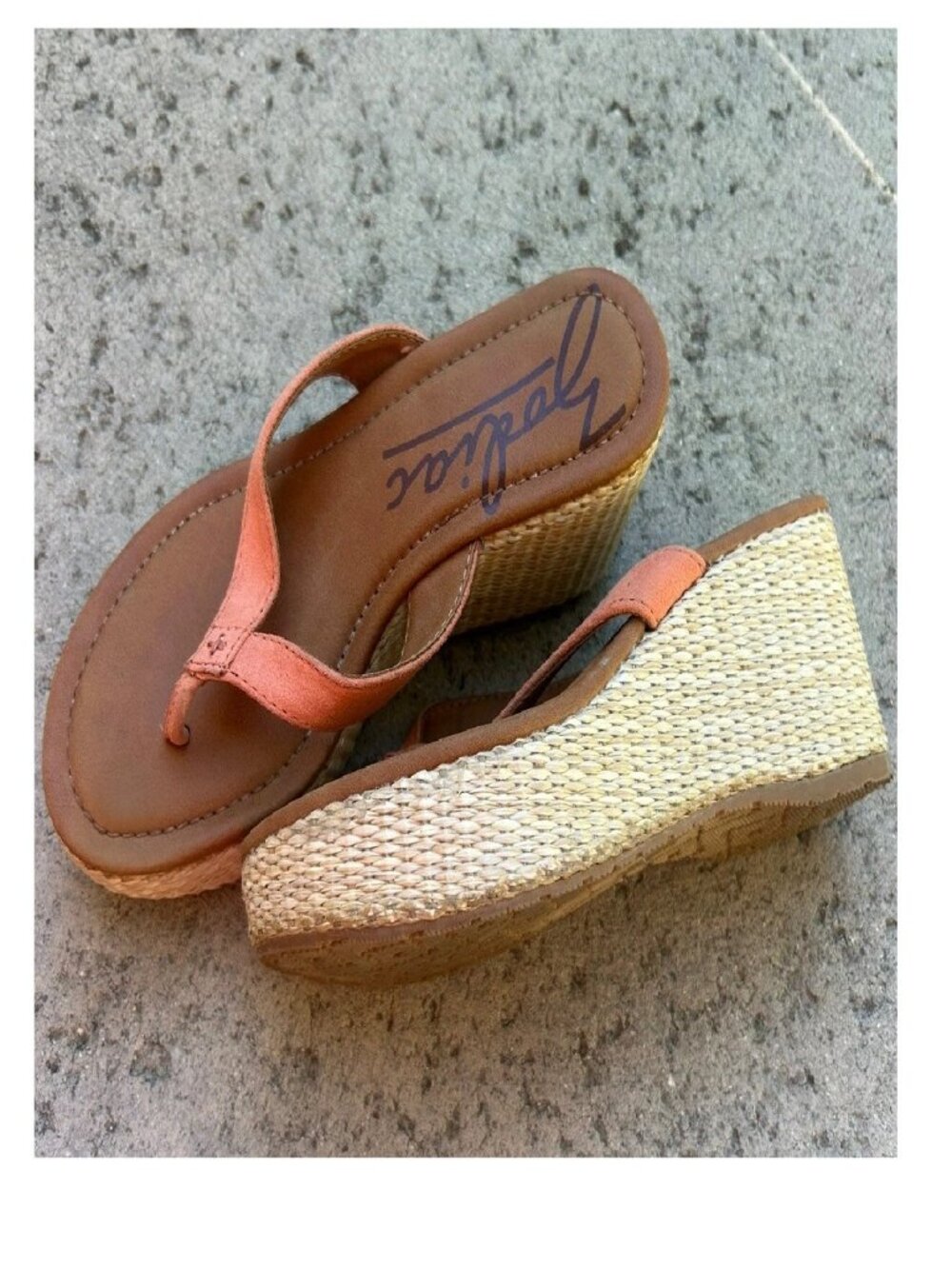Zodiac Women’s Platform Wedge Thong Sandals Coral Woven Espadrille